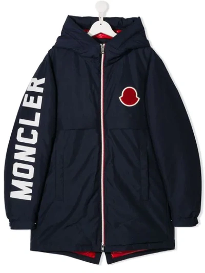 Moncler Kids' Airon Hooded Down Jacket In Blue
