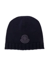 Moncler Babies' Logo Patch Beanie In Blue