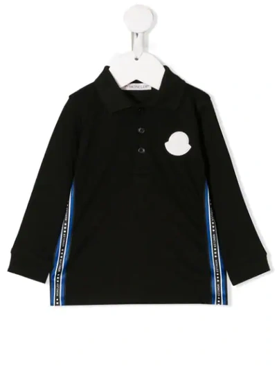 Moncler Babies' Logo Tape Polo Shirt In Black