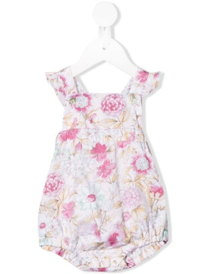 Aletta Babies' Floral Print Dungarees In Pink