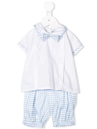 Aletta Kids' Check Print T-shirt And Trousers Set In White