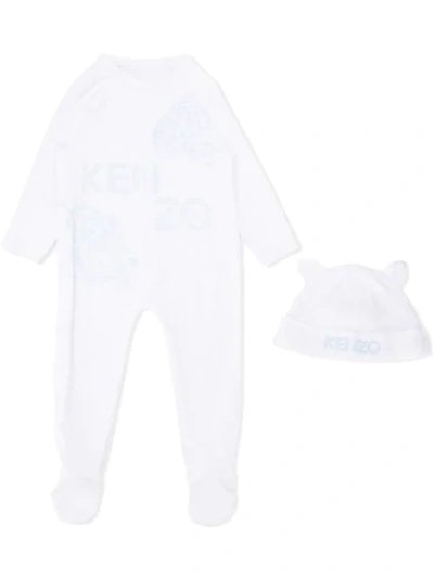 Kenzo Logo Print Babygrow In White