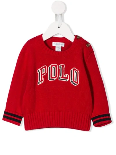Ralph Lauren Babies' Knitted Logo Sweatshirt In Red