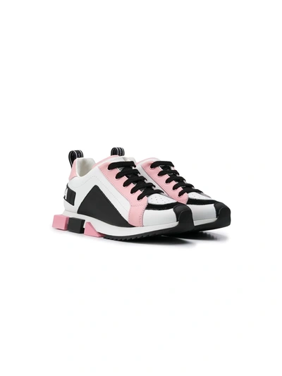 Dolce & Gabbana Kids' Colour Blocked Sneakers In White