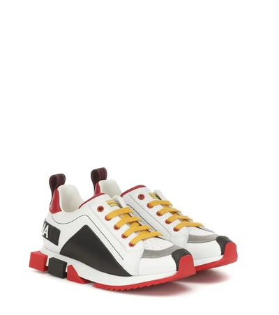 Dolce & Gabbana Teen Colour Blocked Sneakers In White