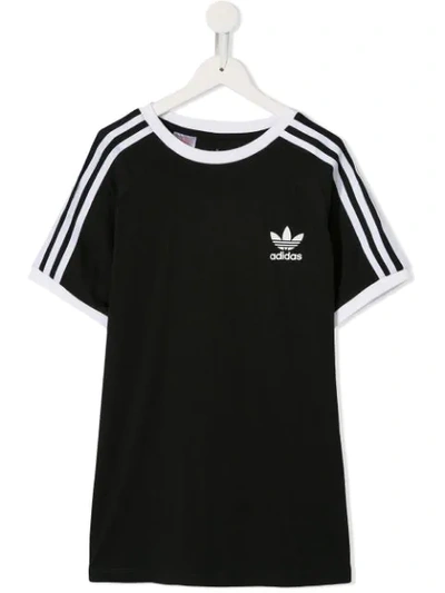 Adidas Originals Teen Signature Stripe T-shirt In Black