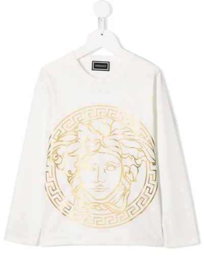 Young Versace Kids' Medusa Print T-shirt In White