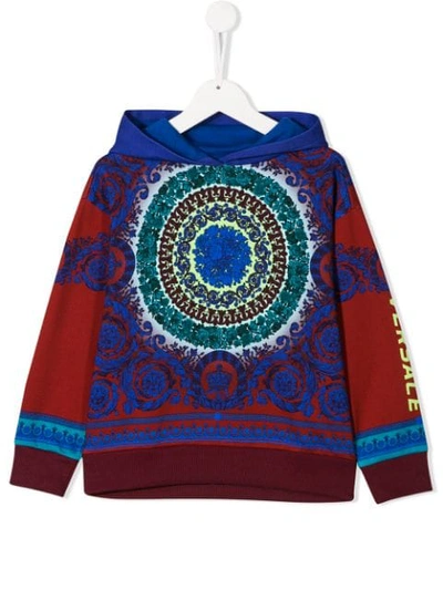 Young Versace Kids' Mandala Print Hoodie In Red