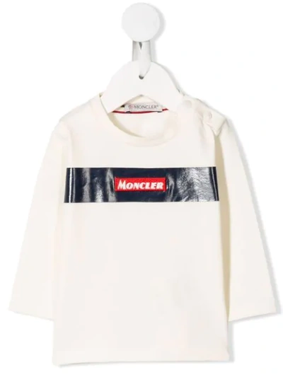 Moncler Babies' Logo Embroidered T-shirt In White