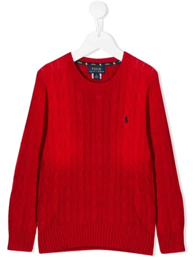 Ralph Lauren Teen Cable Knit Jumper In Red