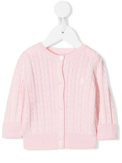 Ralph Lauren Babies' Logo Embroidered Cardigan In Pink