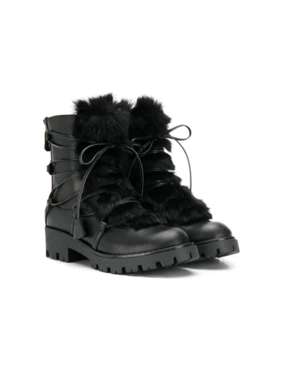 Dsquared2 Kids' Faux Fur Detail Boots In Black