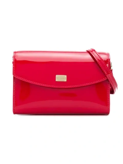 Dolce & Gabbana Kids' Patent Leather Crossbody Bag With Dg Logo In Red