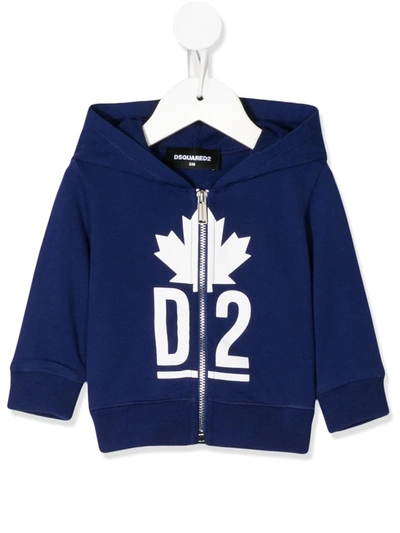 Dsquared2 Babies' Logo Print Zipped Jacket In Blue