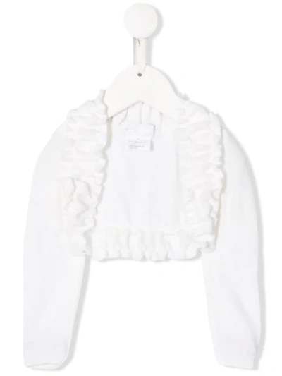 Colorichiari Babies' Ruched Design Cardigan In White