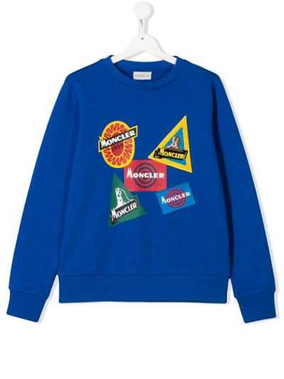 Moncler Teen Logo Patch Sweatshirt In Blue