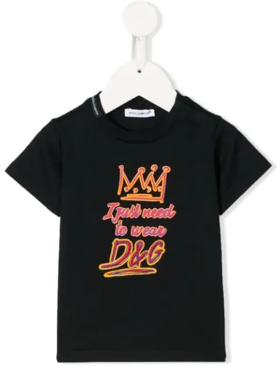Dolce & Gabbana Babies' I Just Need To Wear D&g T-shirt In Blue