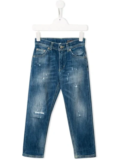 Dondup Kids' Distressed Slim Fit Jeans In Black