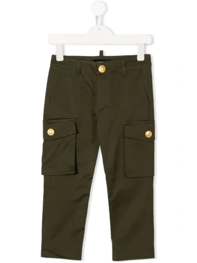 Dsquared2 Kids' Slim Cargo Trousers In Green