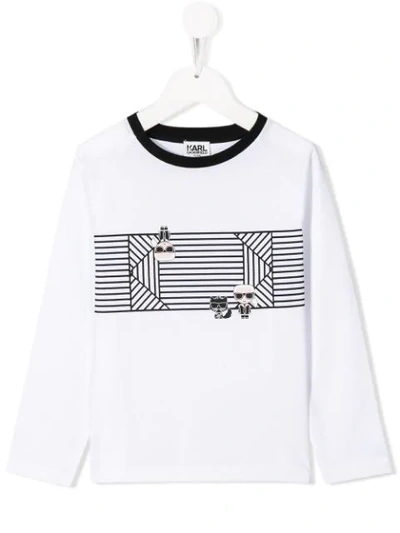 Karl Lagerfeld Kids' Geometric Logo Print T-shirt In White
