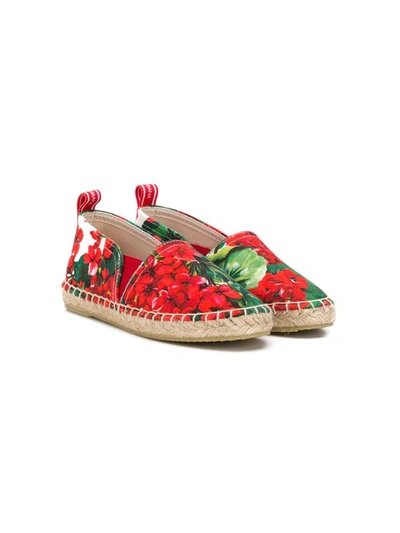 Dolce & Gabbana Kids' Floral Espadrilles In Red
