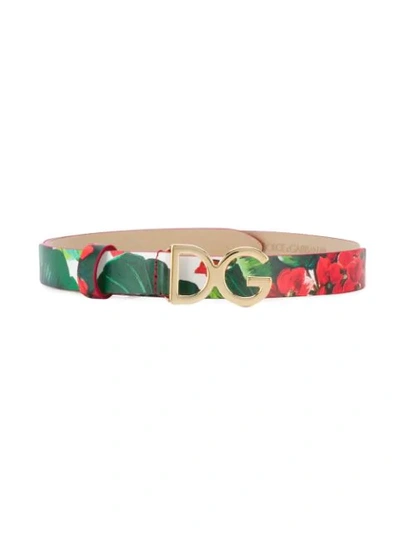 Dolce & Gabbana Kids' Floral-print Belt In Red