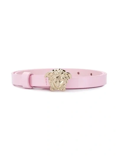 Young Versace Kids' Medusa Head Logo Belt In Pink