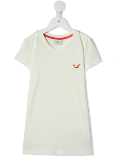 Fendi Kids' Eyes Embroidered T-shirt In White