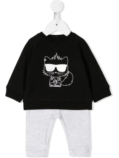 Karl Lagerfeld Babies' Choupette Print Pyjama Set In Black