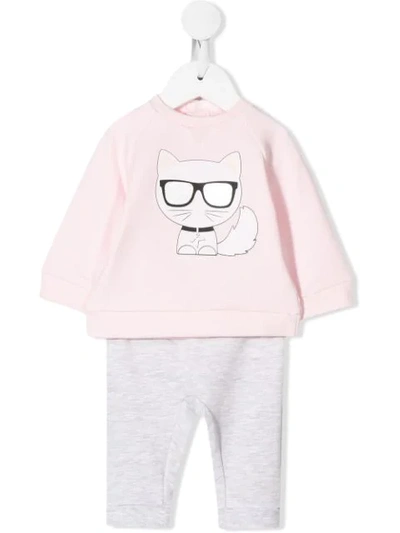 Karl Lagerfeld Babies' Choupette Print Pyjama Set In Pink
