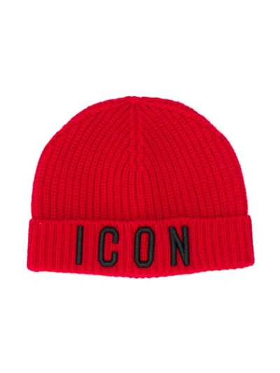 Dsquared2 Babies' Icon Beanie In Red