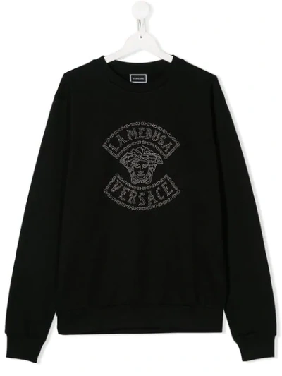 Young Versace Kids' Studded Sweatshirt In Black