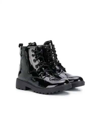 Geox Kids' Glossy Ankle Boots In Black