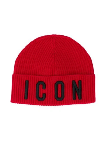 Dsquared2 Kids' Icon Beanie In Red