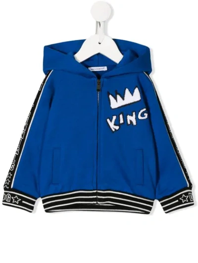 Dolce & Gabbana Babies' King Appliquéd Sweatshirt In Blue