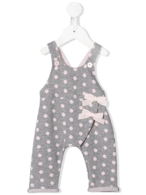 black and white polka dot dungarees