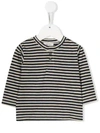 Aletta Babies' Striped Button-neck Top In Neutrals