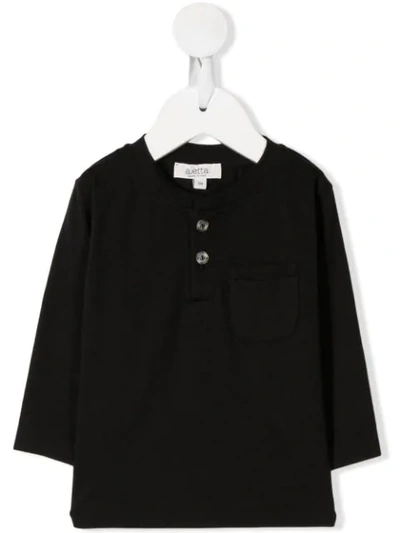 Aletta Kids' Button Detail Jersey T-shirt In Black