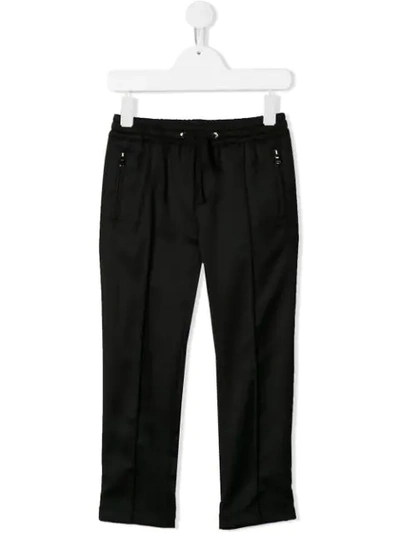 Dolce & Gabbana Kids' Elasticated Waistband Slim Trousers In Black