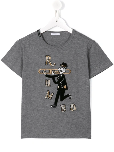 Dolce & Gabbana Kids' Trombonist Patch T-shirt In Grey