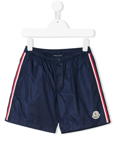 Moncler Striped Sports Shorts In Blue
