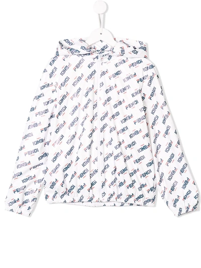 Fendi Kids' Mania Lightweight Printed Jacket In White