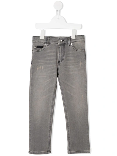Dolce & Gabbana Kids' Distressed Faded Jeans In Grey