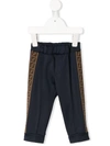 Fendi Blue Babykids Pants With Double Ff In Blu Navy