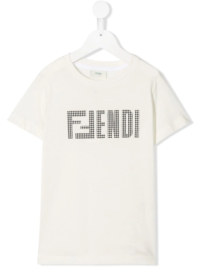 Fendi Kids' Jersey Logo T-shirt In White