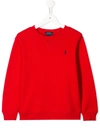 Polo Ralph Lauren Kids' Logo Embroidered Sweatshirt In Red
