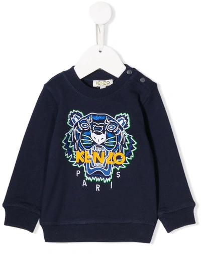 Kenzo Babies' Logo Embroidery Sweatshirt In Blue