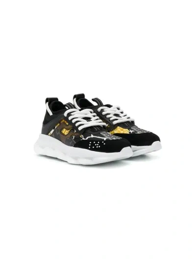 Young Versace Teen Baroque-print Trainers In Black