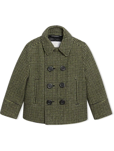 Burberry Kids' Karierter Mantel In Green