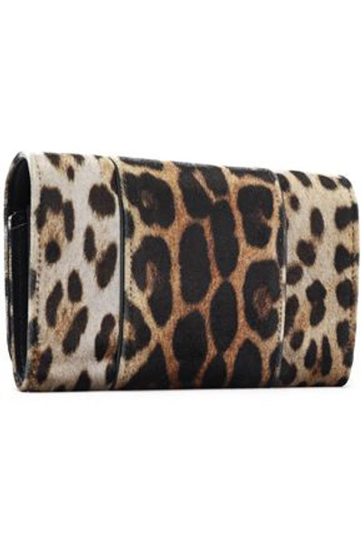 Moschino Embellished Leopard-print Velvet Wallet In Animal Print
